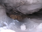 Een ingesneeuwde tunnel gegraven door Christiaan en zijn vrienden